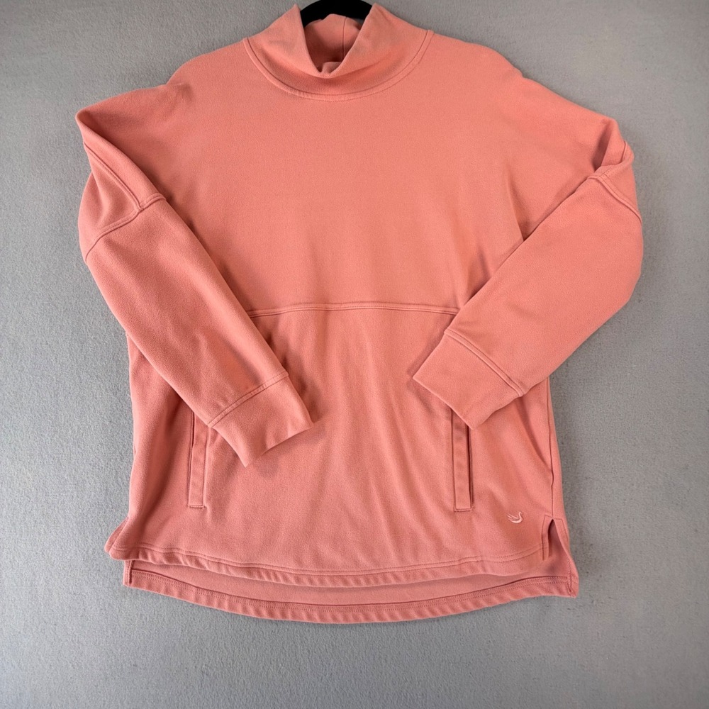 Southern Marsh Pullover Size M Coral Mock Neck Fleece Sweatshirt High Low Hem LS